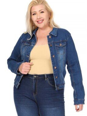Nina Rossi Plus Size Denim Jacket, "Falling in Love" Denim Plus Jacket, Boutique